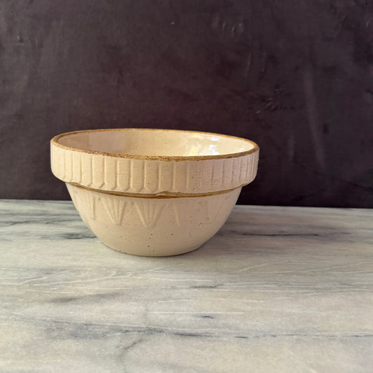 Vintage Cream Earthenware 8.25 inch | Primitive Salt Glazed | Marked USA