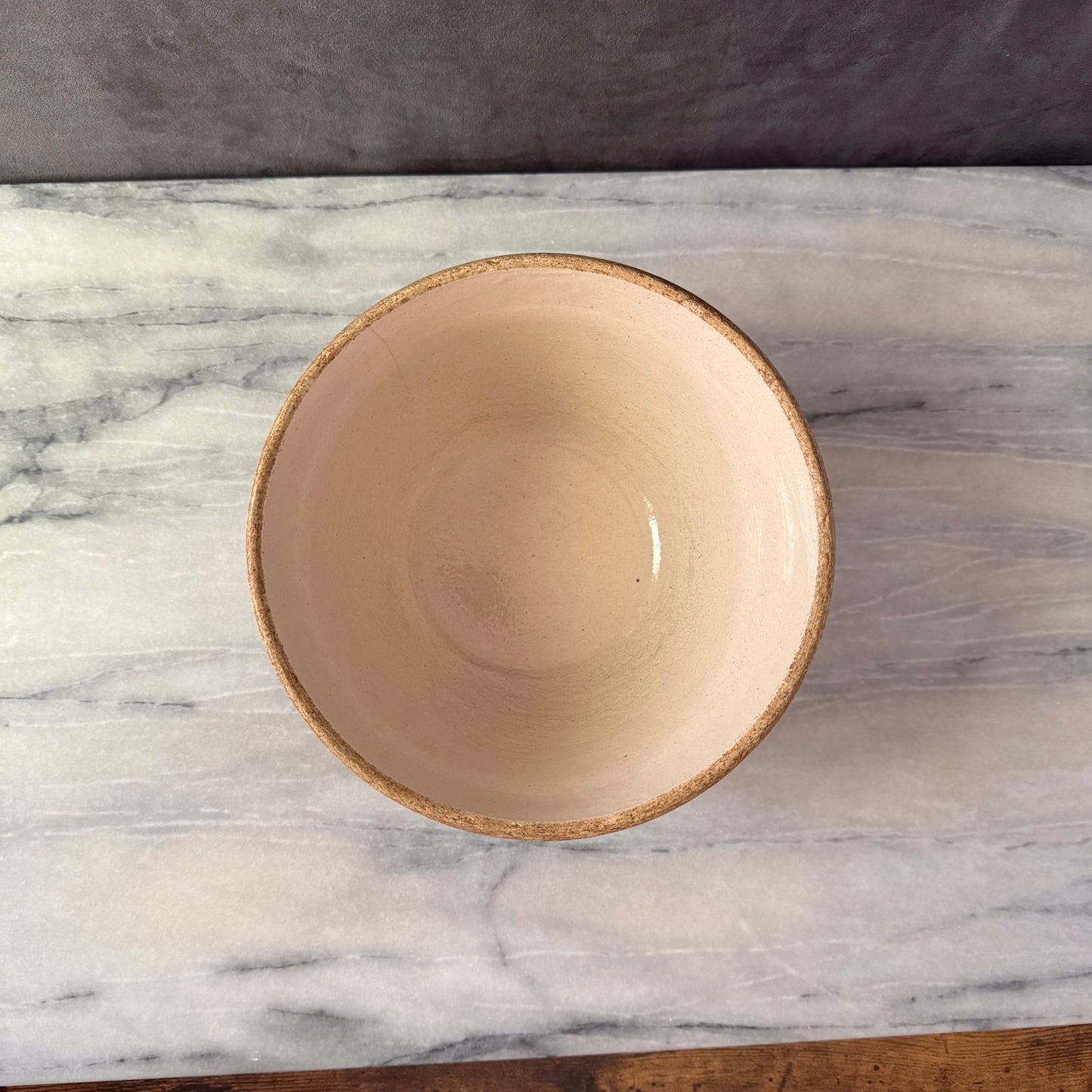 Vintage Cream Earthenware 8.25 inch | Primitive Salt Glazed | Marked USA