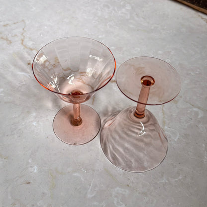 Vintage Line Optic Coupe Glasses (2) | Pink Depression 5 inch Glass