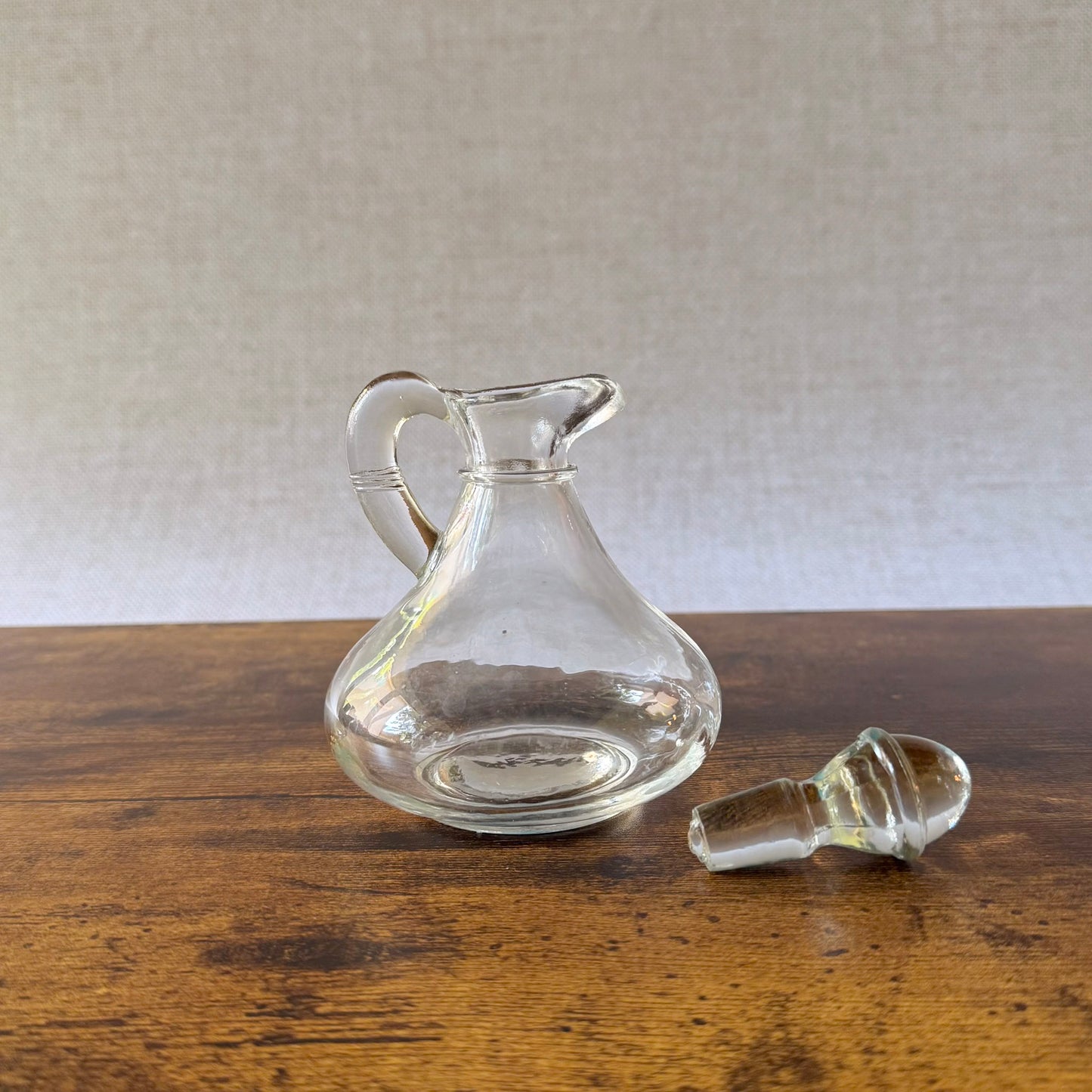 Vintage Clear Glass Cruet | Oil & Vinegar Bottle