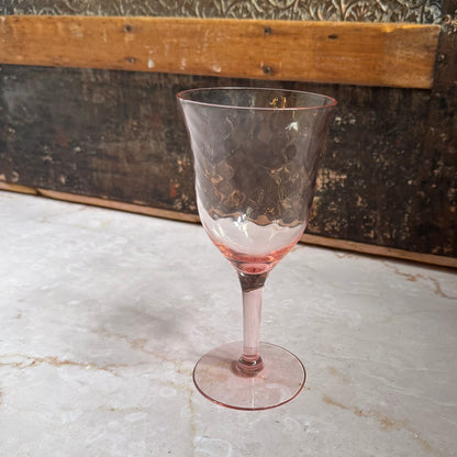 Vintage Pebble Optic Wine Glasses (3) | Pink Depression Glass