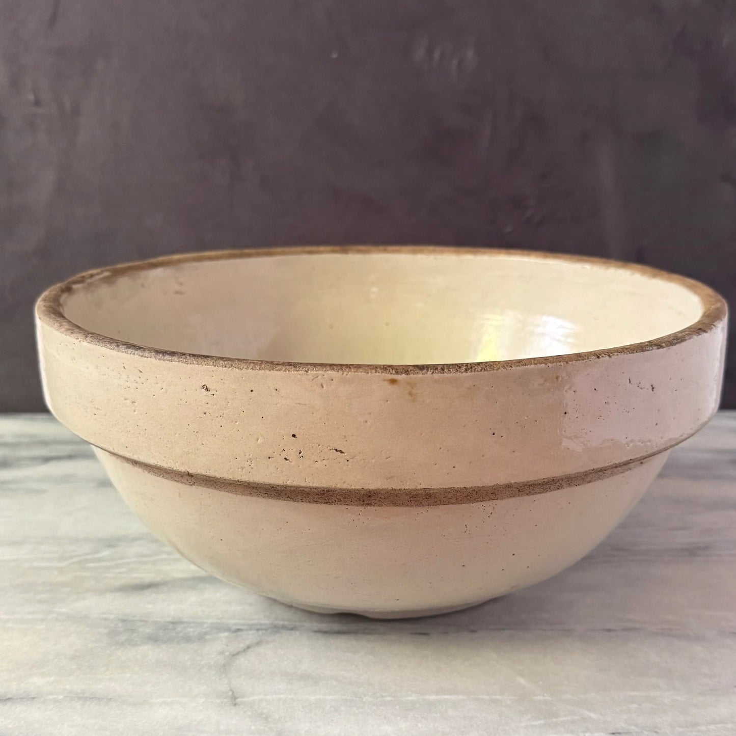 Vintage White Extra Large Earthenware Mixing Bowl | Primitive Salt Glazed | Red Wing Stoneware Company