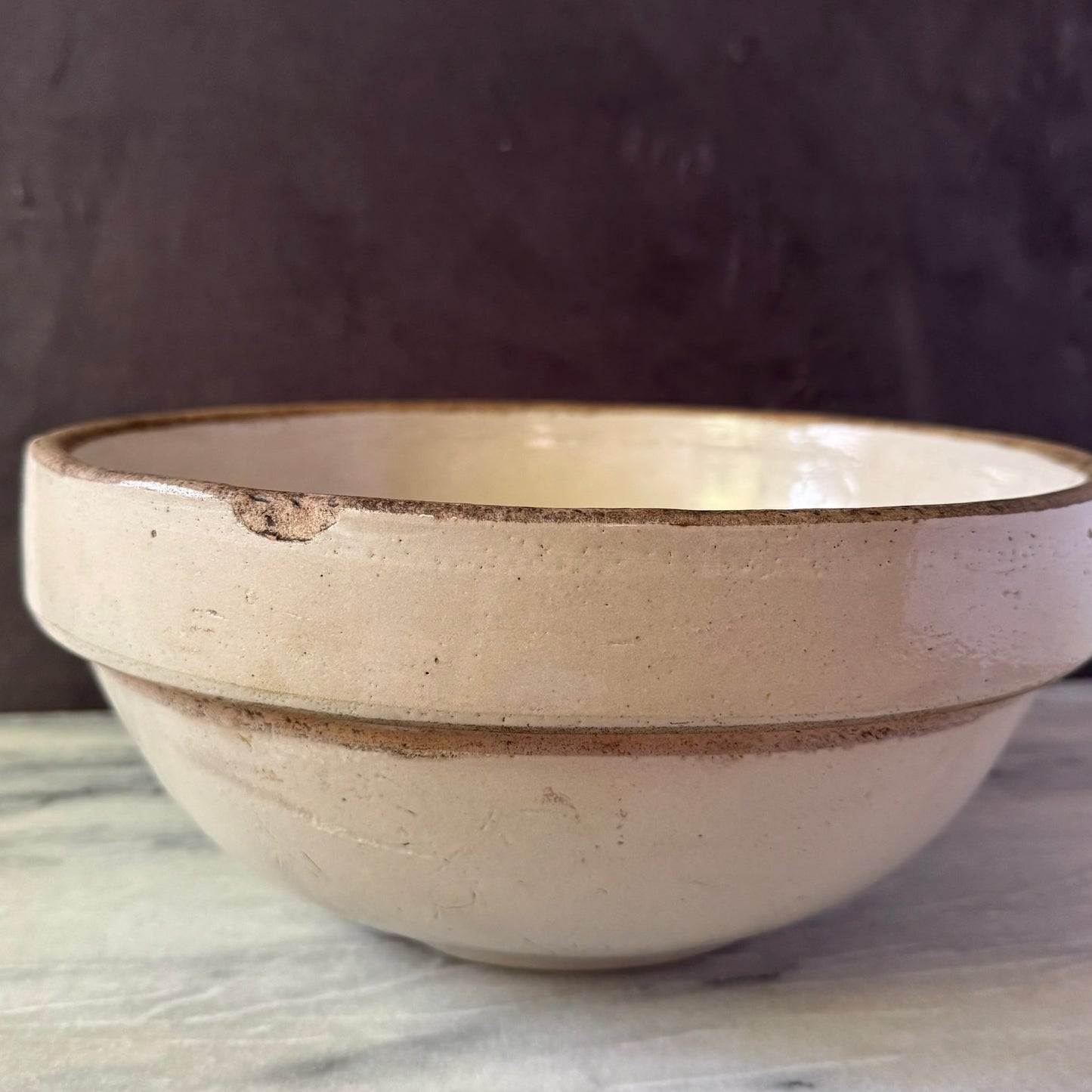 Vintage White Extra Large Earthenware Mixing Bowl | Primitive Salt Glazed | Red Wing Stoneware Company
